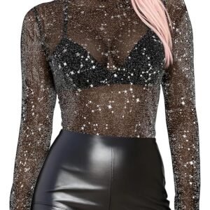 buauty women sheer top mesh fishnet top plus size stylish sensational mesh blouses for fashion women