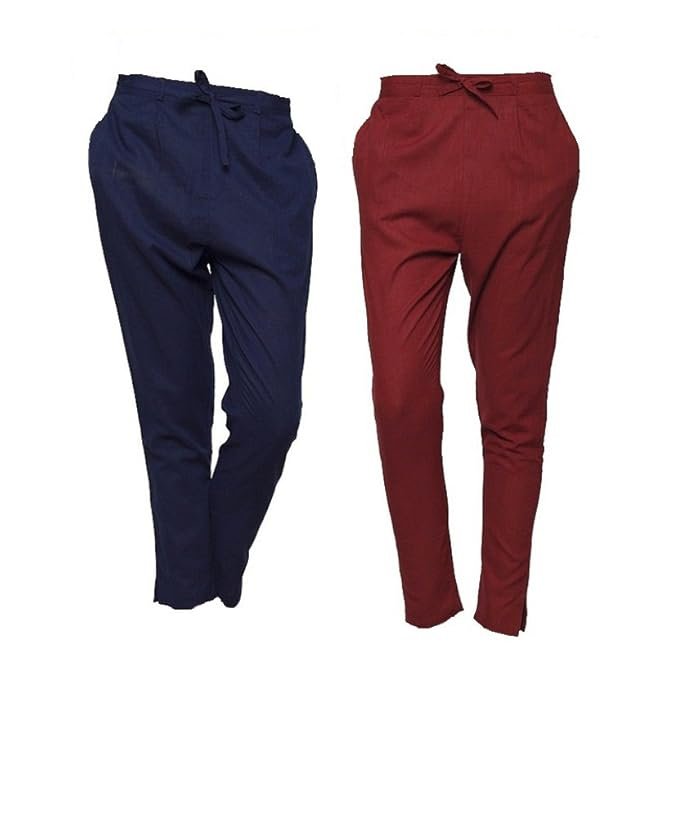 pistaa's women's combo of cotton slub cigratte pant regular trouser bottom pistaa's women's combo of cotton slub cigratte pant regular trouser bottom