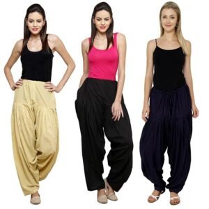 pistaa's women mid rise combo of solid cotton , and full ethnic punjabi regular fit patiala salwar bottom