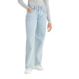 women's low rise loose fit light blue jeans
