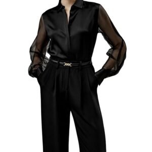 women shirt,silk formal wear silky, silky satin shirt