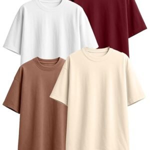 juneberry® 100% pure cotton oversized loose fit half sleeve drop shoulder solid core round neck