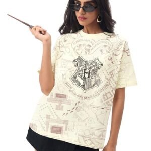 the souled store harry potter: marauder's map women and girls short sleeves round neck
