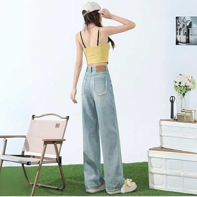 mastyle® women's stylish light colored high waisted widast leg jeans | mastyle® women's stylish light colored high waisted widast leg jeans |