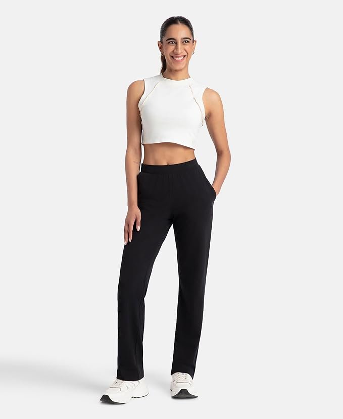 jockey 1302 women's super combed cotton elastane stretch relaxed fit trackpants with side pockets jockey 1302 women's super combed cotton elastane stretch relaxed fit trackpants with side pockets