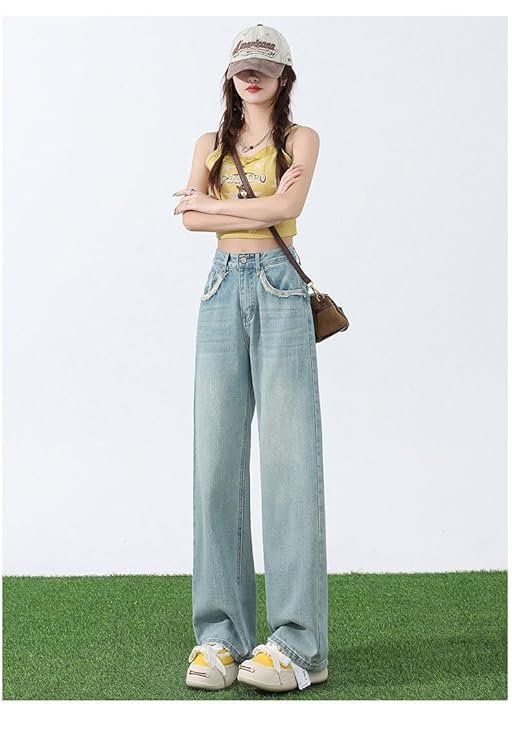 mastyle® women's stylish light colored high waisted widast leg jeans | mastyle® women's stylish light colored high waisted widast leg jeans |