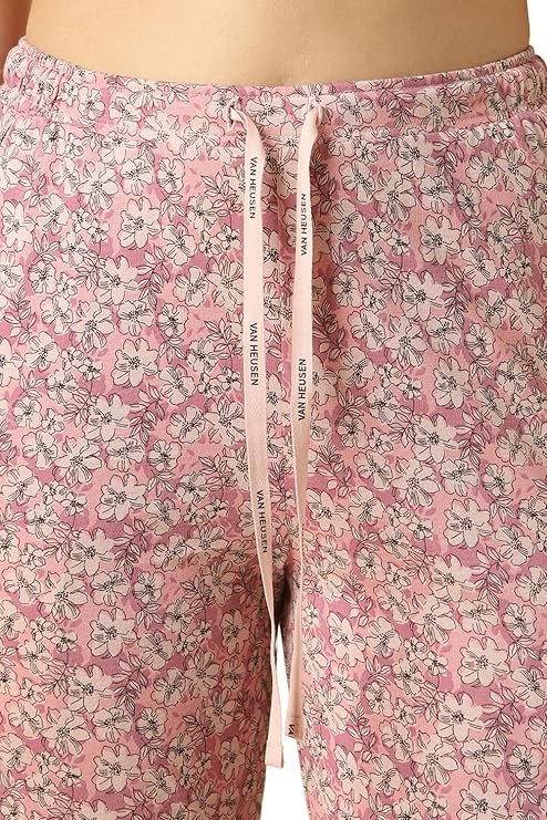 van heusen women cotton printed lounge pyjama functional pocket, ultra soft, drawstring waist van heusen women cotton printed lounge pyjama functional pocket, ultra soft, drawstring waist