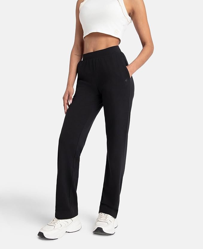 jockey 1302 women's super combed cotton elastane stretch relaxed fit trackpants with side pockets jockey 1302 women's super combed cotton elastane stretch relaxed fit trackpants with side pockets
