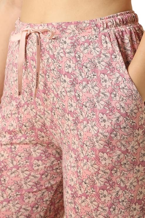van heusen women cotton printed lounge pyjama functional pocket, ultra soft, drawstring waist van heusen women cotton printed lounge pyjama functional pocket, ultra soft, drawstring waist