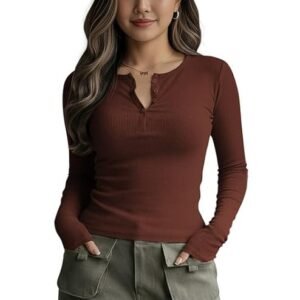 henley neck casual t shirt