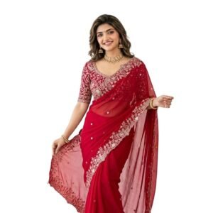 georgette embroidered saree