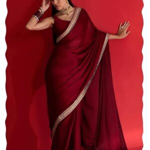 satin solid saree